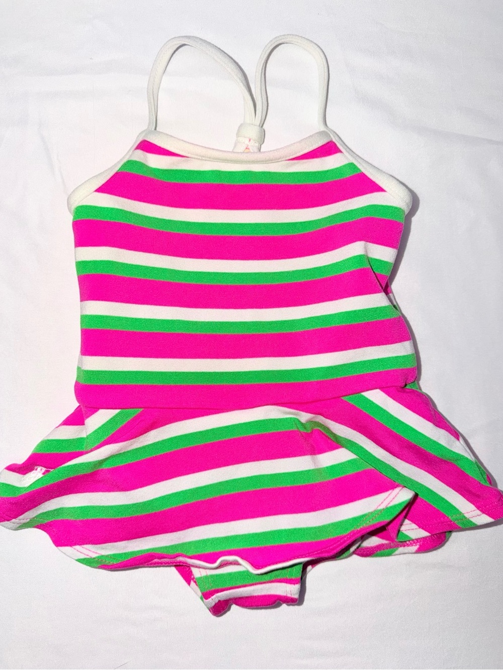 Girls Ralph Lauren Striped Pink Green Swimsuit with Skirt
